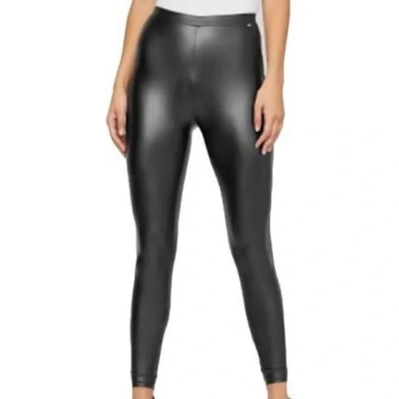 GUESS Mattie PU Faux-Leather Leggings in Jet Black XL - Picture 1 of 10